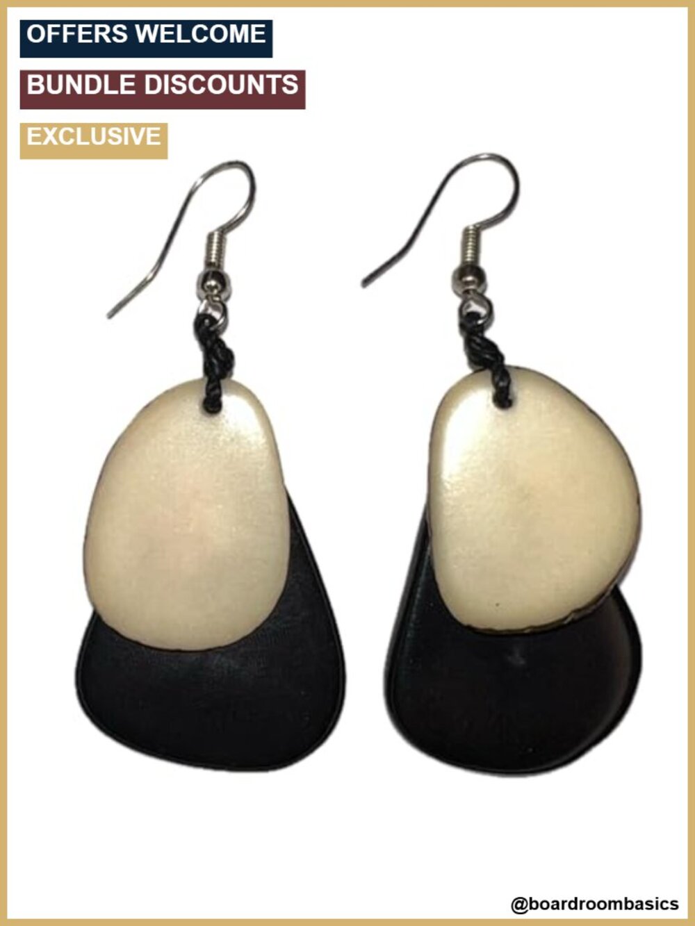 Tagua Nut Dangle Earrings Stainless Steel French Wire Drop Earrings